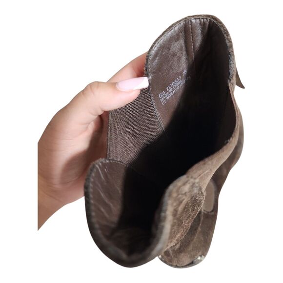 Cole Haan Air Mid Calf Boots Shoes Women's Size 7B Brown Suede Wedge Stretch EUC - Picture 5 of 7